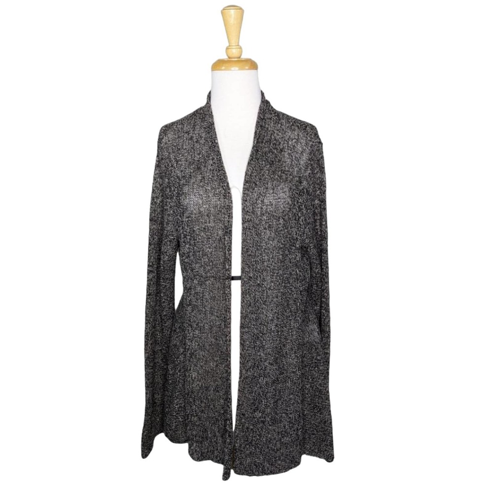 Eileen Fisher Charcoal Gray Open Front Knit Cardigan